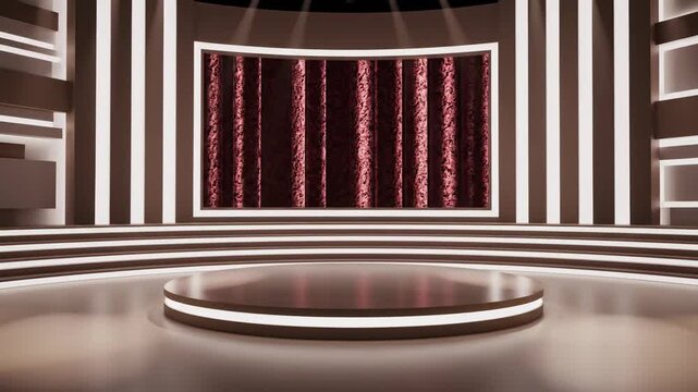 Stage with podium and curtain backdrop for performance or presentation