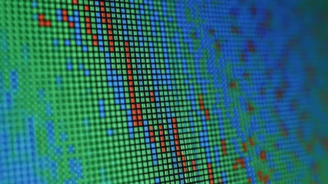 Stock market data display on screen showing downtrend and bear market
