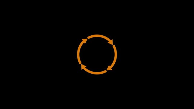 Circle arrow white color animation. simple round circle recycle bin icon animation. Black background 4k video.