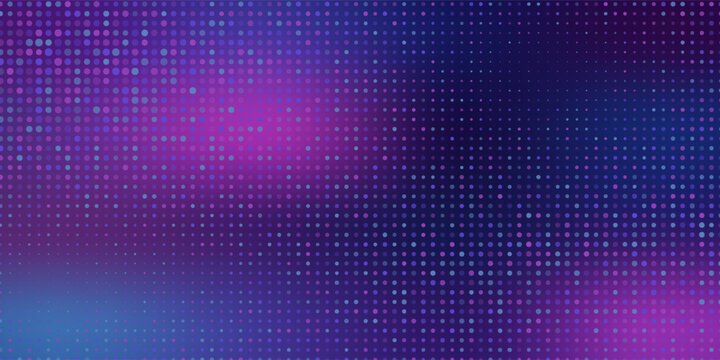 Purple abstract pixel texture bg video screen. Tv pattern background with square noise effect. Futuristic broadcast neon gradient banner for television. Modern vhs led static display element