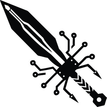 Black dagger with circuit board shape