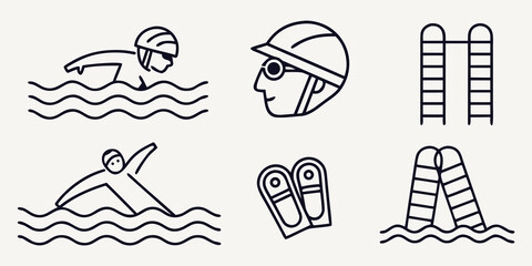 Swimming and pool line swimmer goggles diving board © Abu