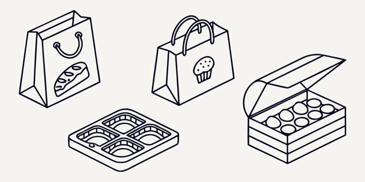 Bakery packaging and dessert containers bags boxes tray