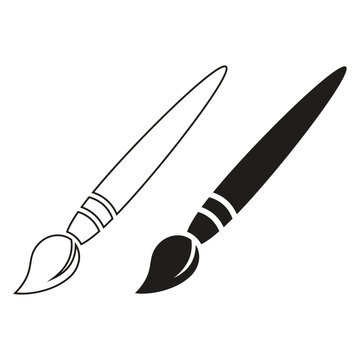 Wide paintbrush vector icon set silhouette vector flat illustration design on a white background