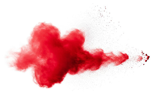A red cloud of smoke on a white background isolated on transparent background