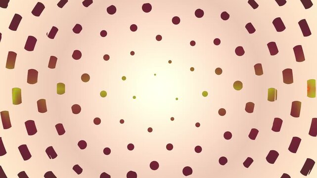 Abstract geometric pattern with radiating colored dots and cylindrical shapes Looping footage