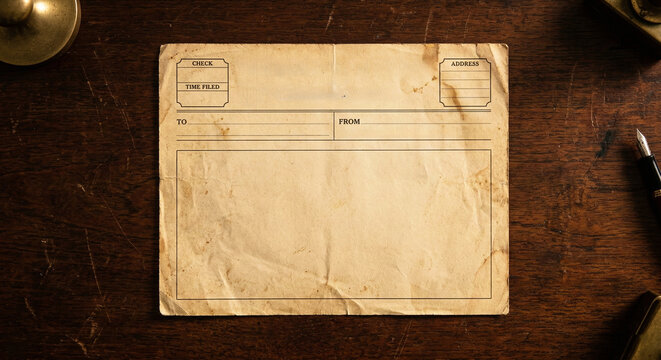 Vintage Blank Telegram Message Form Resting on a Wooden Desk