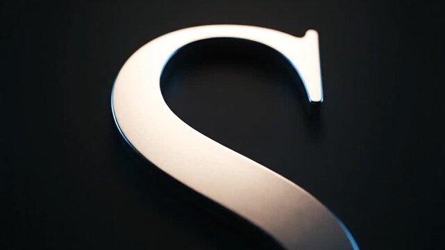 Shiny metal letter s on black surface modern typography and design