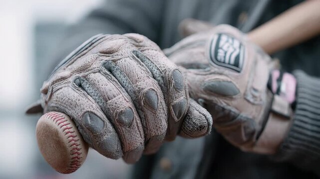 Focused baseball player's grip ready for powerful swing