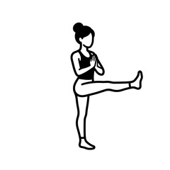 Fototapeta premium Woman Yoga Balance Pose – Standing Leg Raise Fitness Vector Illustration