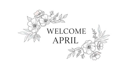 Fototapeta premium elegant april welcome floral wreath vector illustration spring greeting