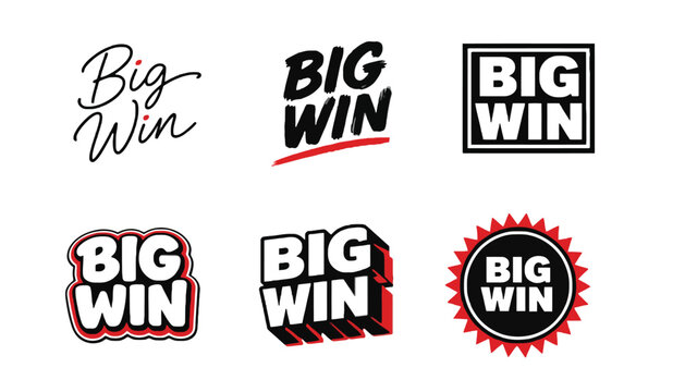 Big win vector logos and icons for gaming and betting