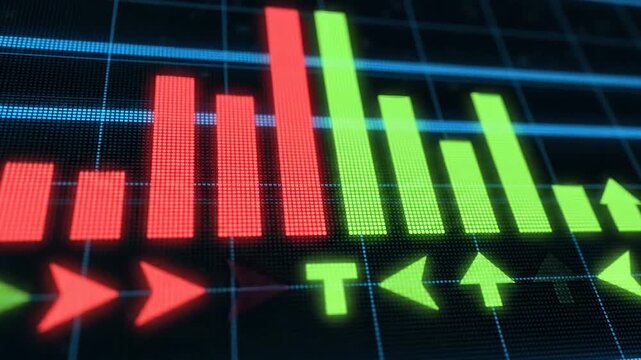 Stock market graph with bullish and bearish trends representation