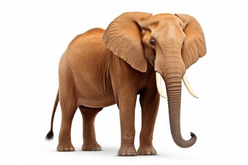 Obraz premium African elephant standing full length with large tusks and trunk on white
