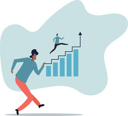 Fototapeta premium Progress or improvement to success, step forward to grow business, journey to achieve goal, ambition or career path .human life and situation.