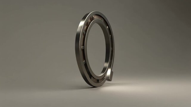 Metallic Ring Like Object with Polished Reflective Finish and Notch Detail