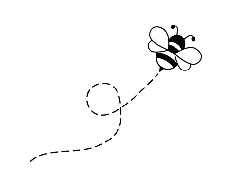 Flying bee with a trail icon. Clipart image on transparent background 