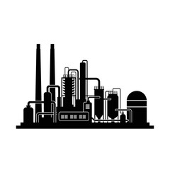 Naklejka premium Silhouette of Plastic Pyrolysis Plant for Waste to Oil Recycling and Green Technology
