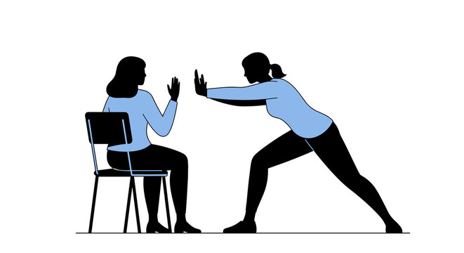 Confrontation and Boundaries: A Stylized Illustration of Conflict Resolution and Personal Space in a Workplace or Interpersonal Relationship Scenario