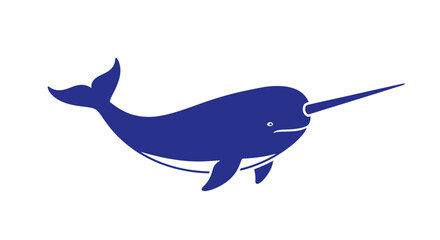 Narwhal Silhouette Illustration with Long Tusk. © Acuba