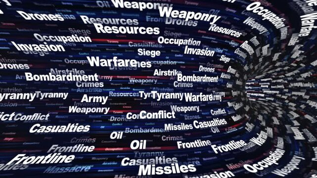 WARFARE Keywords Animation on Tunnel Walls, Background, Loop
