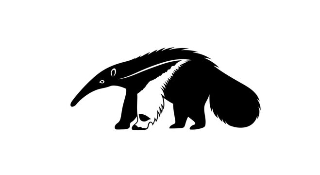 Black Silhouette of an Aardvark Animal.
