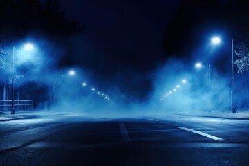 Fototapeta premium Empty street at night creating a mysterious and eerie atmosphere