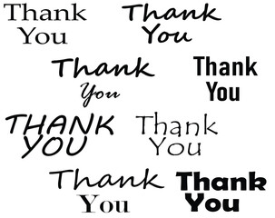 Fototapeta premium A collage of various 'thank you' text styles