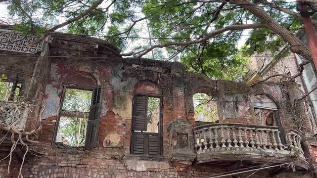 Hauntingly beautiful decay: Abandoned colonial-style Zamindar mansion reclaimed by banyan roots in Old Calcutta