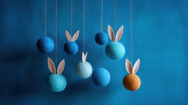 easter hanging decoration blue on a blue background