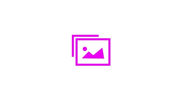 A minimalist design featuring nested magenta squares and a small circle