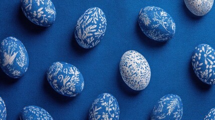 Fototapeta premium easter fabric texture blue on a blue background