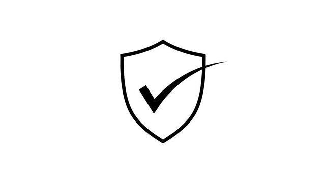 Simple black outline of a shield with a small arrowhead inside