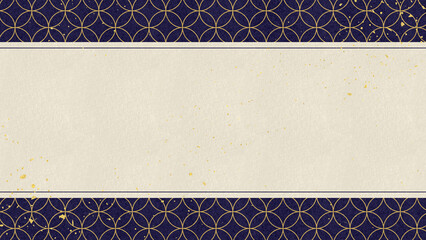 金箔の舞い散る和風のかっこいい背景装飾イラスト 七宝柄 フレーム コピースペース