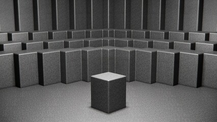 Obraz premium Minimalist Geometric Podium with Cube Pedestal for Product Display and Modern Background