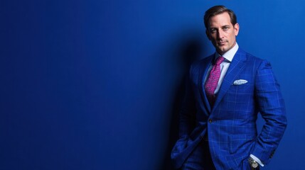 Fototapeta premium executive portrait blue background on a blue background