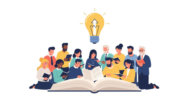 Knowledge Sharing and Idea Generation: Diverse Group Reading Books with Light Bulb Above