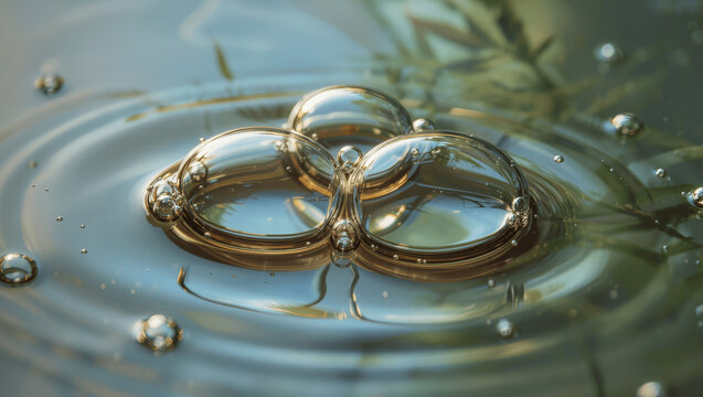 Oil bubbles on water macro