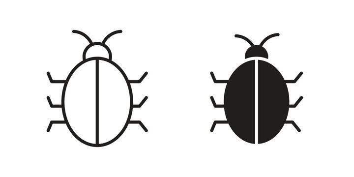 Bug icon logo vector. Set of line icons. flat designs
