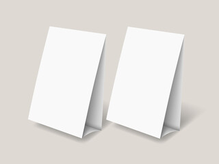 Table tent mockup. Table tent template. White blank paper countertop pop banner stand.  Desktop promotional display. © Margarita 