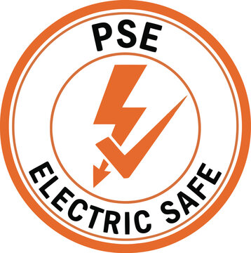 Electric safe pse certification mark for product safety compliance symbol with lightning bolt on checkered background vector illustration