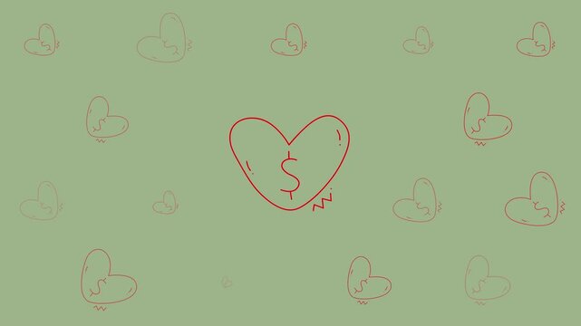 Financethemed handdrawn heart shapes, one with a dollar sign, ideal for financial blogs, social media posts, or business presentations.