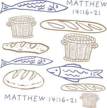 Matthew 14:16-21 svg, five loaves two fish svg