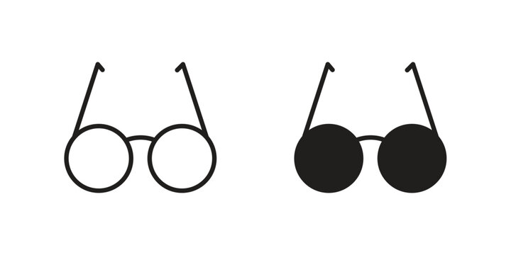Eye glasses icon logo vector. Set of line icons. flat designs