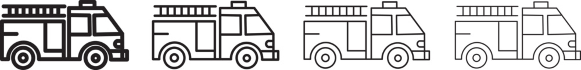 Minimalist outline transport icons collection including police ambulance © MDParveg