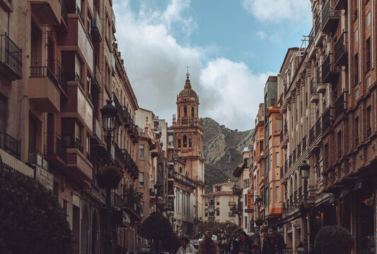 Cathedral of the Assumption of Jaen at dusk