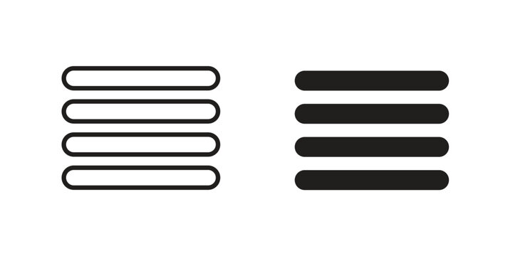Hamburger menu icon logo vector. Set of line icons. flat designs