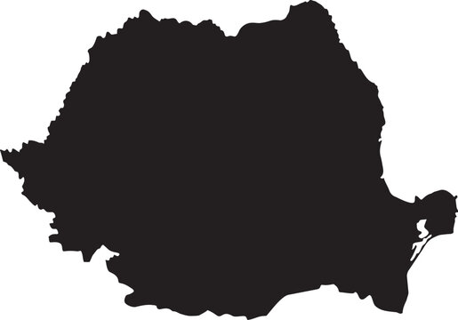 Black silhouette map of Romania a simple vector outline for travel and geography concepts isolated on a white background