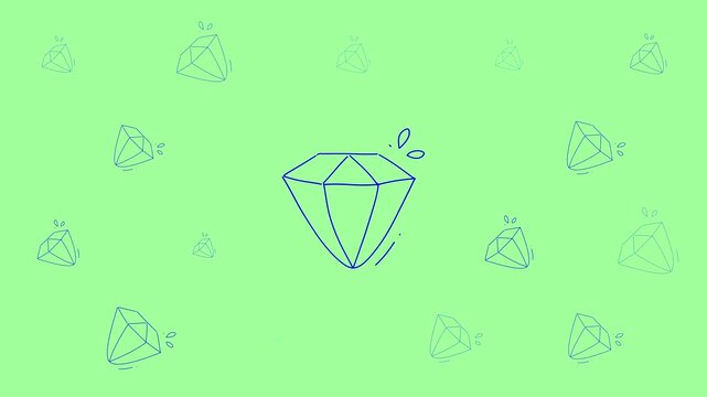 Finance doodle elements on green background with blue diamonds. Suitable for financerelated presentations, websites, and promotional materials needing a creative touch.