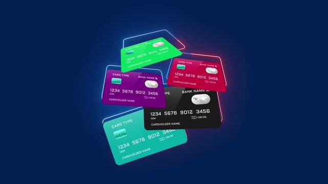 Debit Credit Bank Card Neon Animation